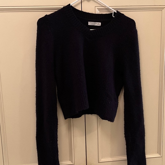 Dark Blue Cropped V Neck Sweater Size S - Picture 1 of 1